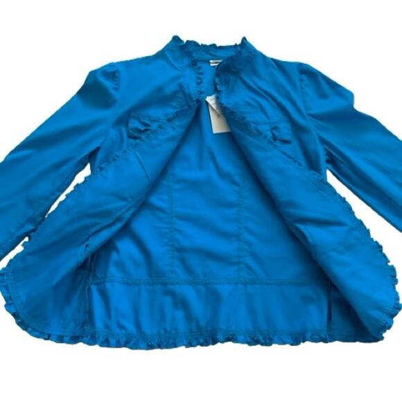Mirror Image Blue Open Front Ruffled Lightweight Summer Blazer Jacket Small NEW - Picture 9 of 14